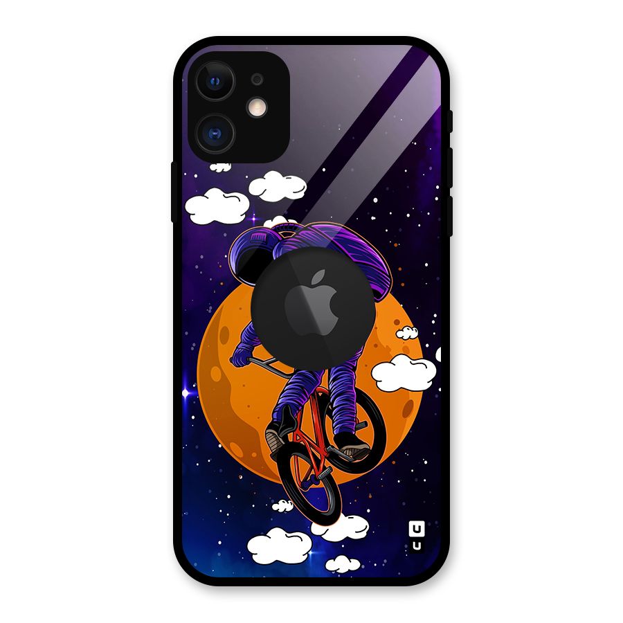 Cool Astro Cyclist Glass Back Case for iPhone 11 Logo Cut
