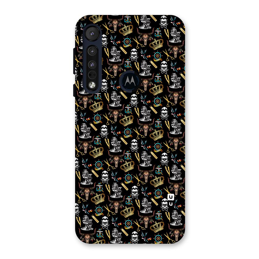 Cool Barber Pattern Back Case for Motorola One Macro
