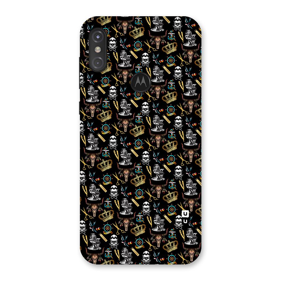 Cool Barber Pattern Back Case for Motorola One Power