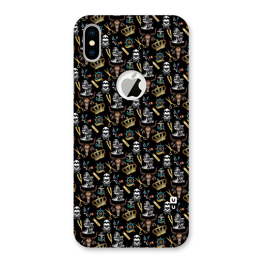 Cool Barber Pattern Back Case for iPhone X Logo Cut