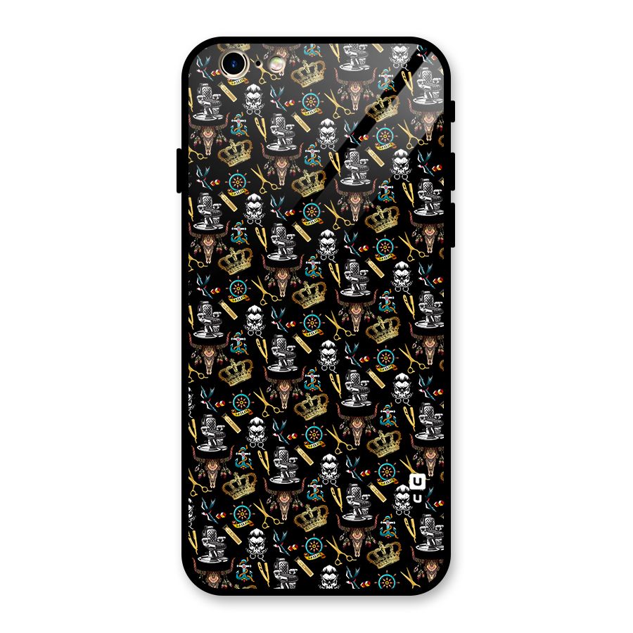 Cool Barber Pattern Glass Back Case for iPhone 6 6S