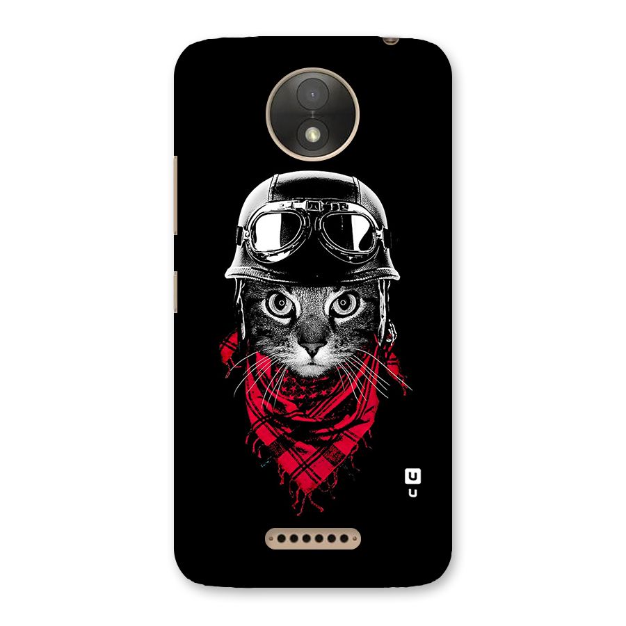 Cool Biker Cat Back Case for Moto C Plus