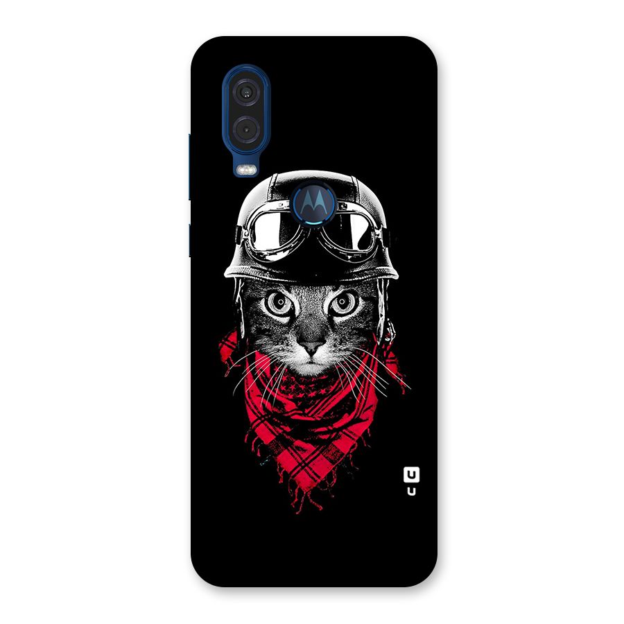 Cool Biker Cat Back Case for Motorola One Vision