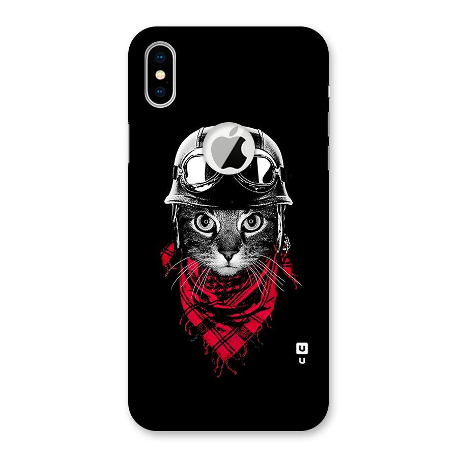 Cool Biker Cat Back Case for iPhone X Logo Cut