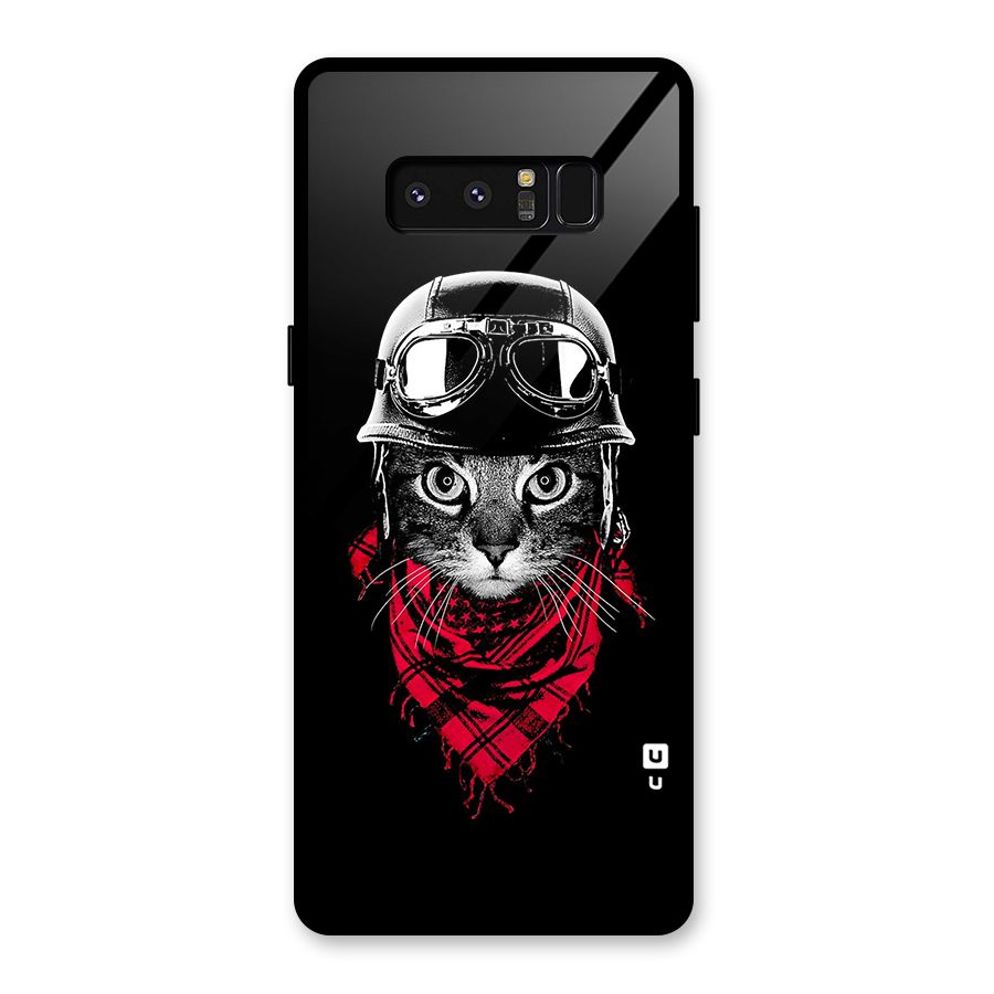 Cool Biker Cat Glass Back Case for Galaxy Note 8
