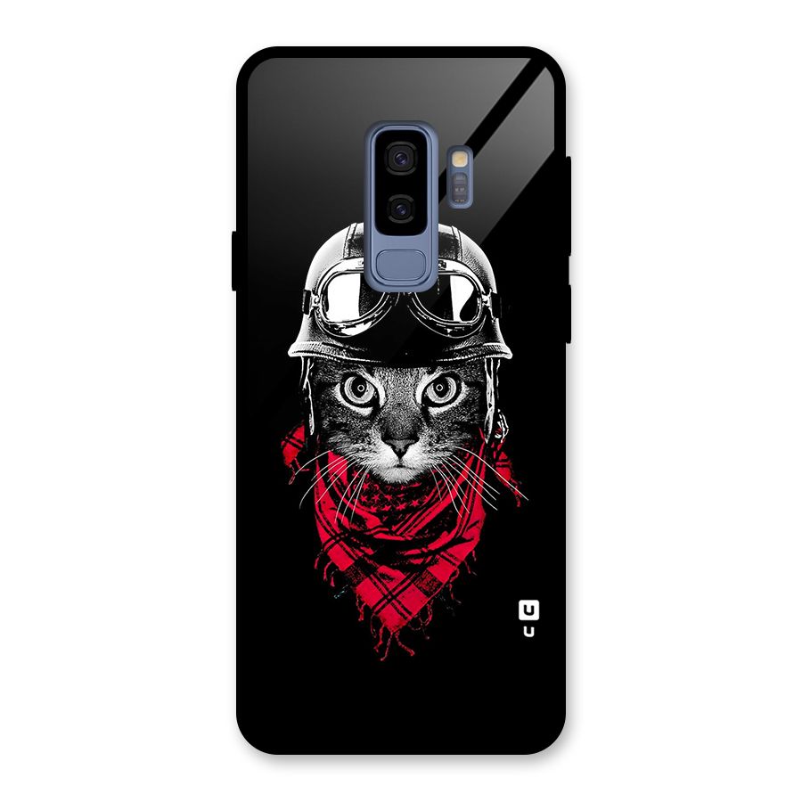 Cool Biker Cat Glass Back Case for Galaxy S9 Plus