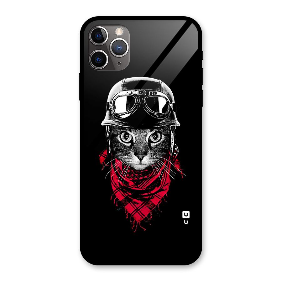 Cool Biker Cat Glass Back Case for iPhone 11 Pro Max