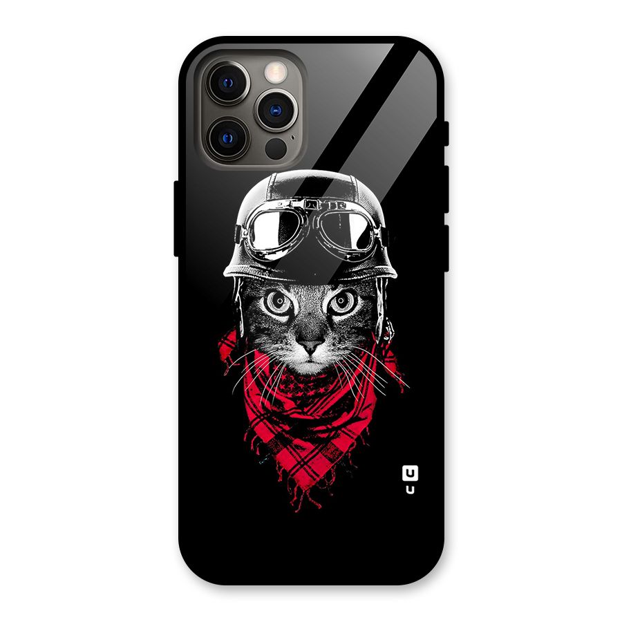 Cool Biker Cat Glass Back Case for iPhone 12 Pro