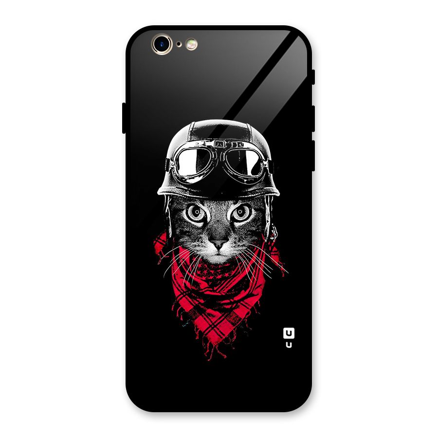 Cool Biker Cat Glass Back Case for iPhone 6 6S