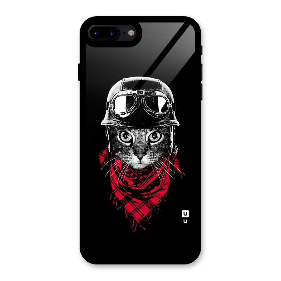 Cool Biker Cat Glass Back Case for iPhone 8 Plus