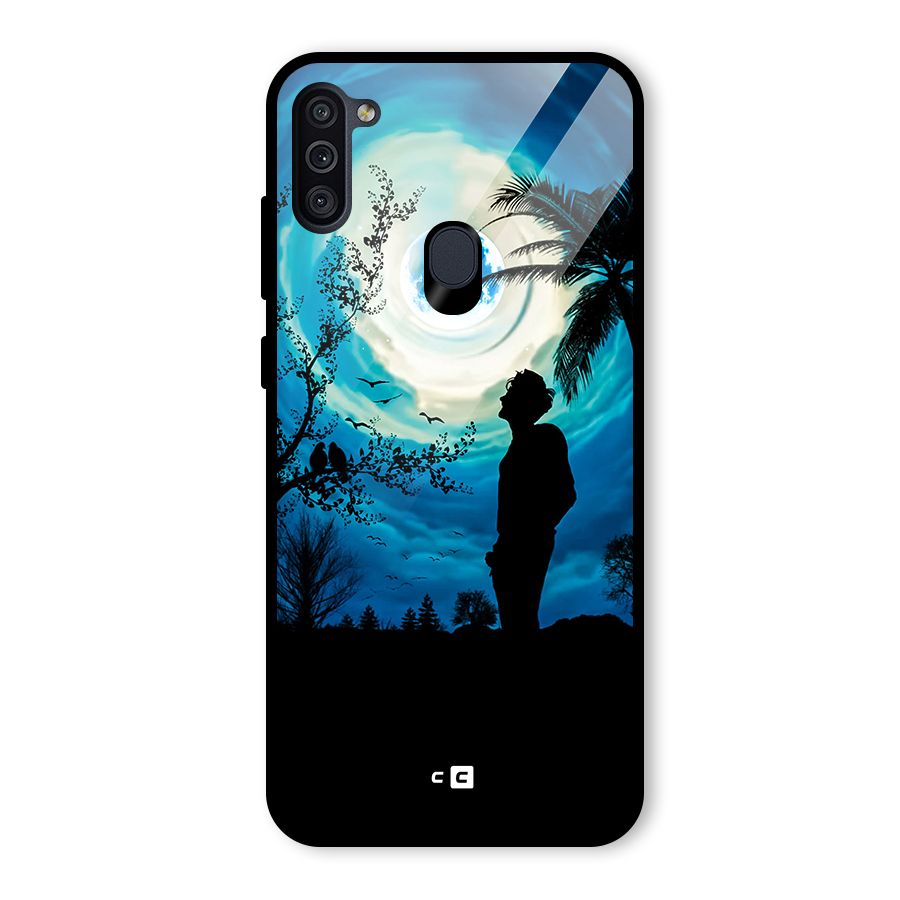 Cool Boy Under Sky Glass Back Case for Galaxy M11