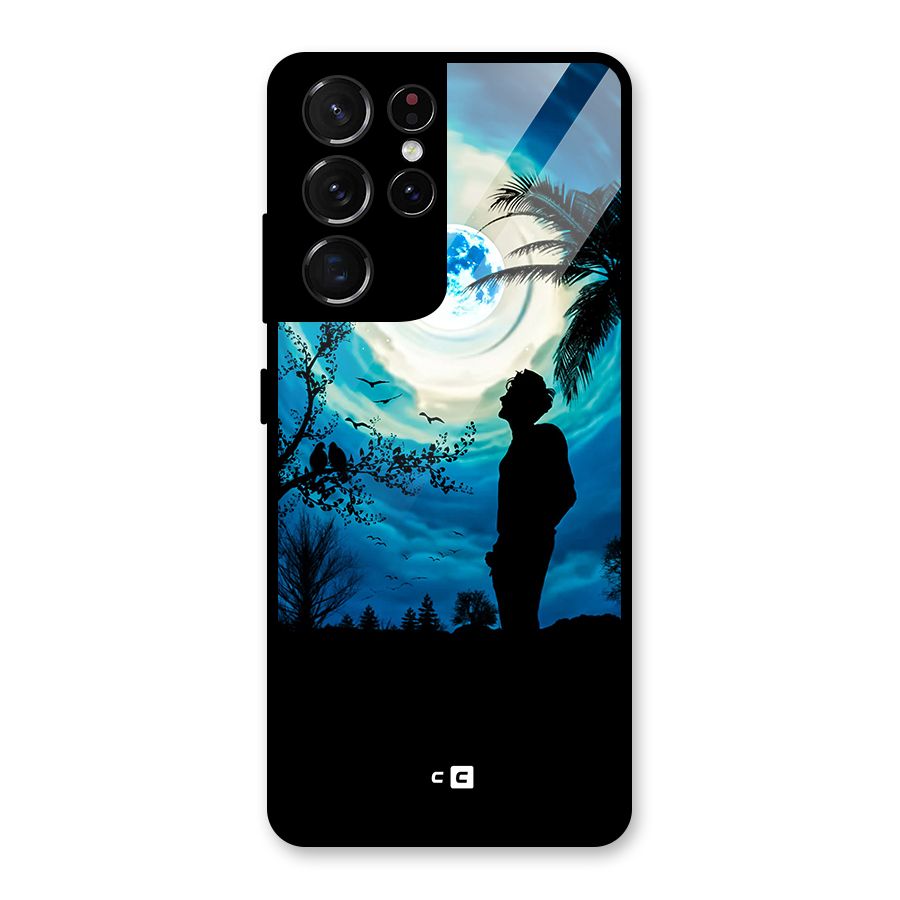 Cool Boy Under Sky Glass Back Case for Galaxy S21 Ultra 5G