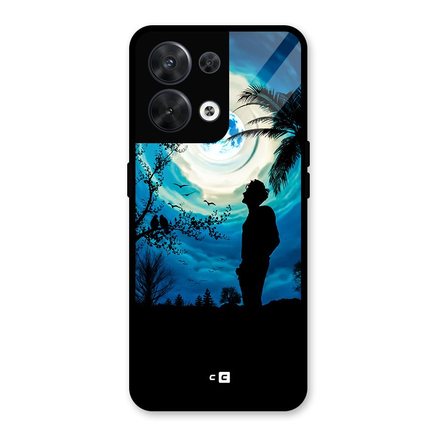 Cool Boy Under Sky Glass Back Case for Oppo Reno8 5G