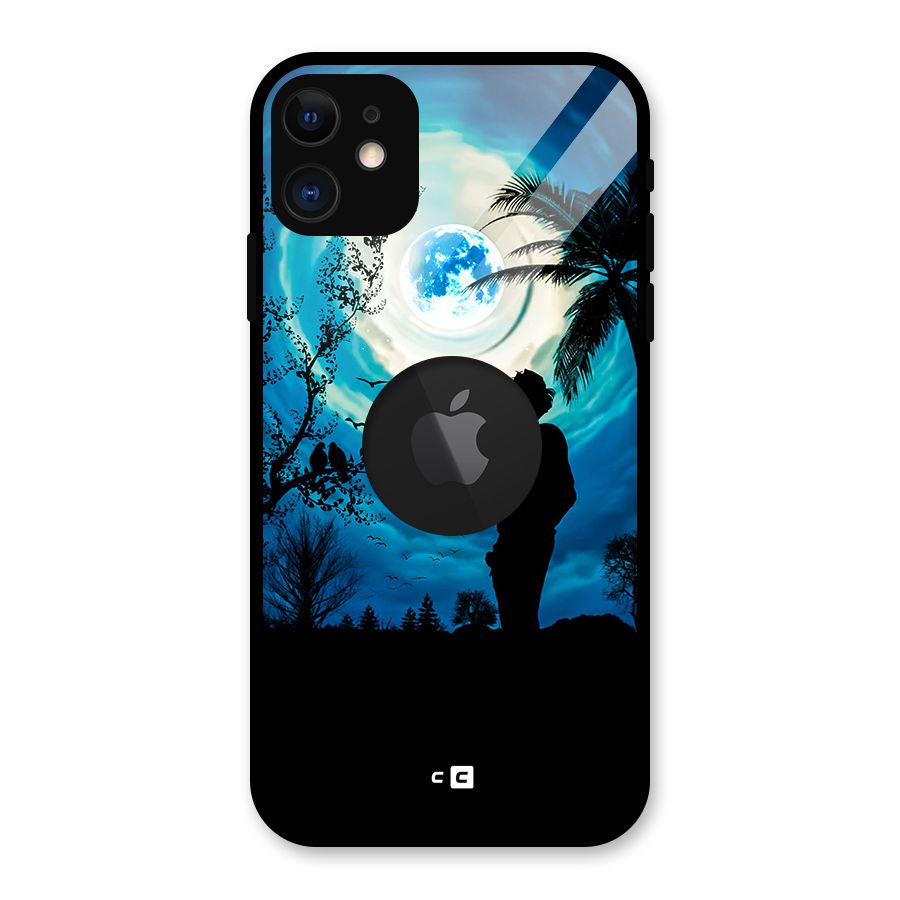 Cool Boy Under Sky Glass Back Case for iPhone 11 Logo Cut