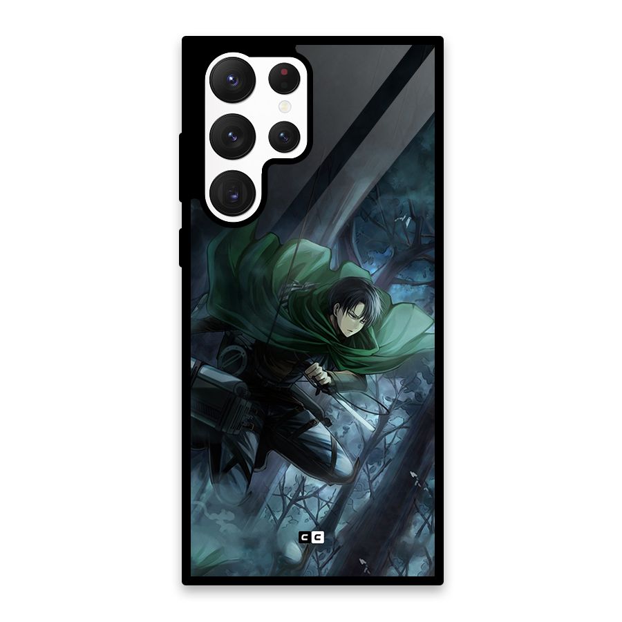 Cool Captain Levi Glass Back Case for Galaxy S22 Ultra 5G