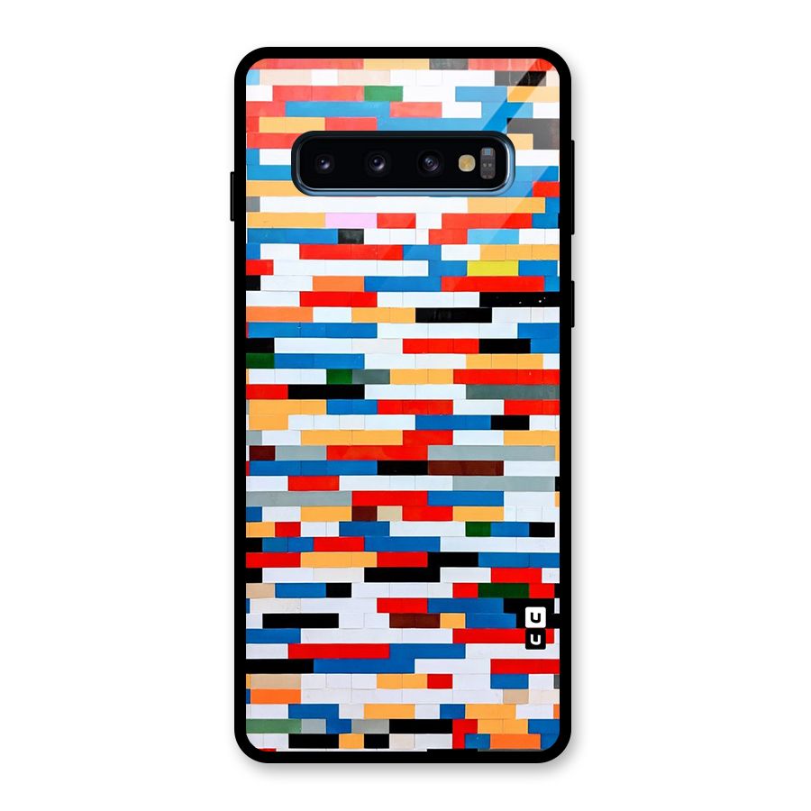 Cool Colors Collage Pattern Art Glass Back Case for Galaxy S10