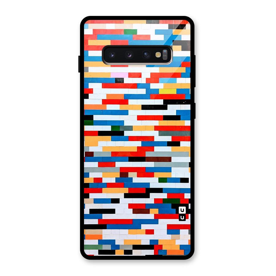 Cool Colors Collage Pattern Art Glass Back Case for Galaxy S10 Plus