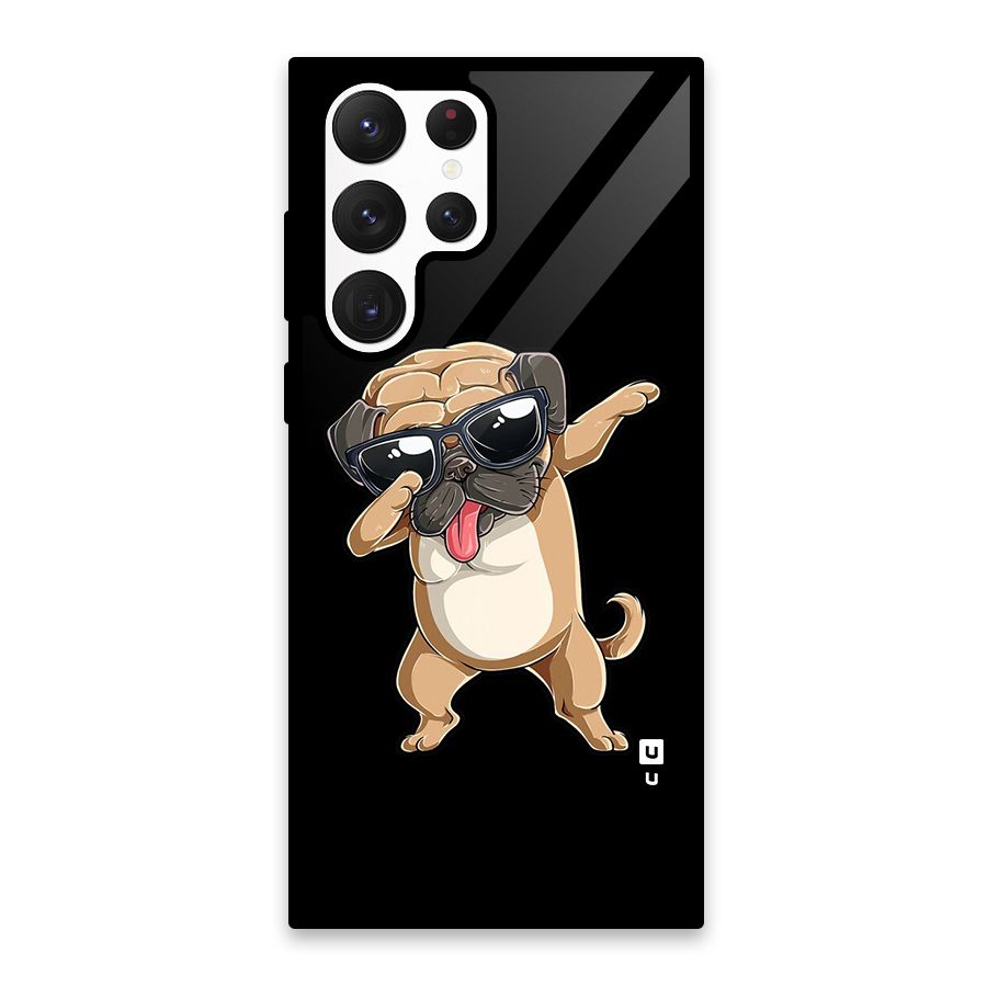 Cool Dab Dog Glass Back Case for Galaxy S22 Ultra 5G
