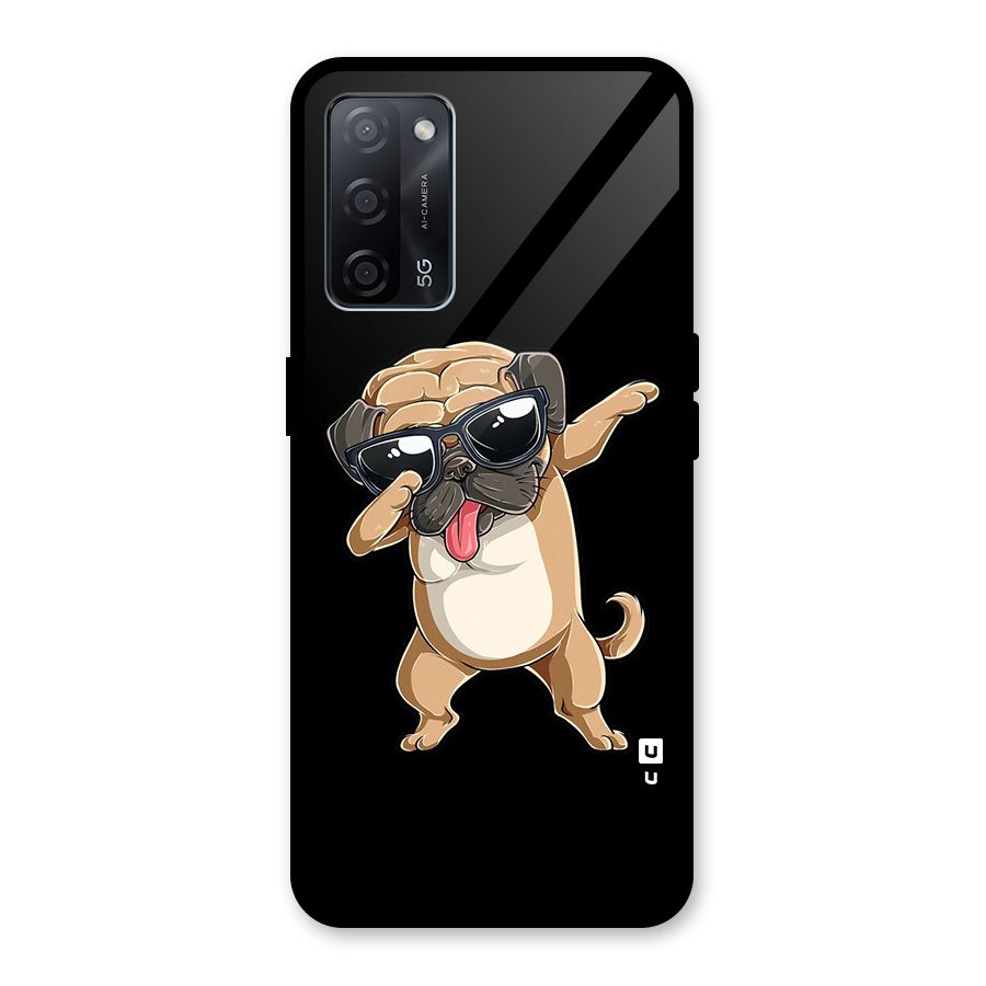 Cool Dab Dog Glass Back Case for Oppo A53s 5G