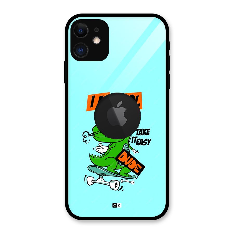 Cool Dude Glass Back Case for iPhone 11 Logo Cut