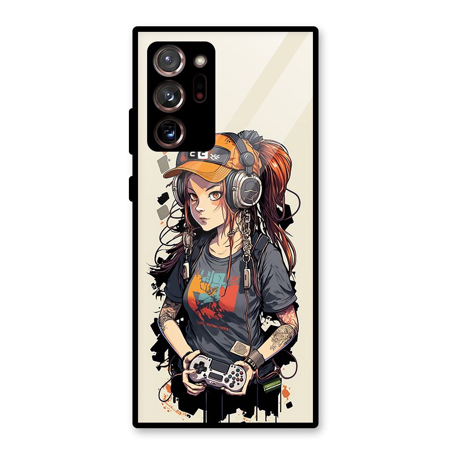 Cool Gamer Girl Glass Back Case for Galaxy Note 20 Ultra 5G