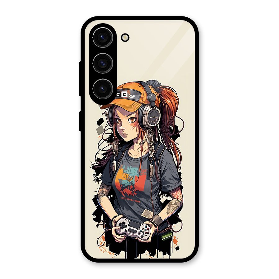 Cool Gamer Girl Glass Back Case for Galaxy S23