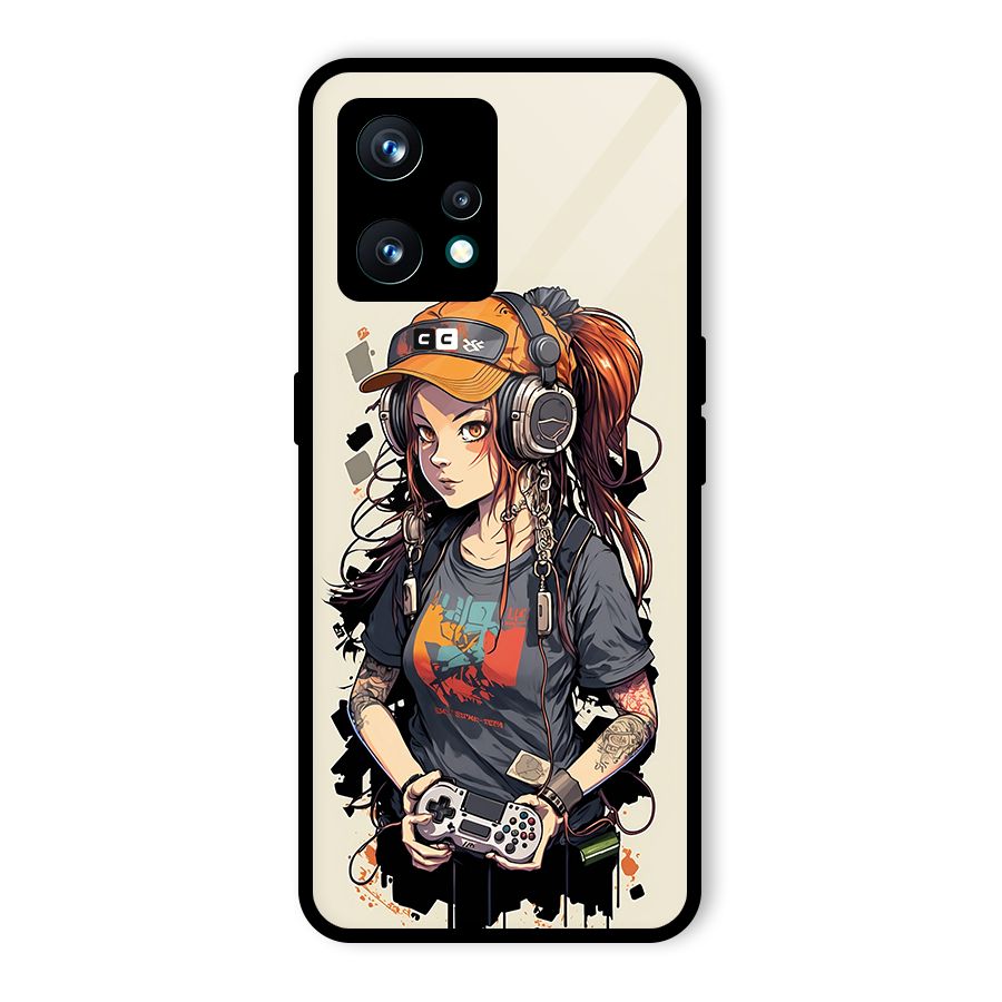Cool Gamer Girl Glass Back Case for Realme 9