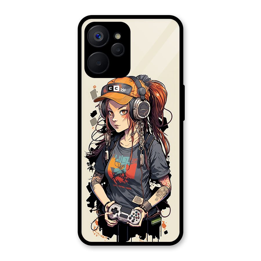Cool Gamer Girl Glass Back Case for Realme 9i 5G