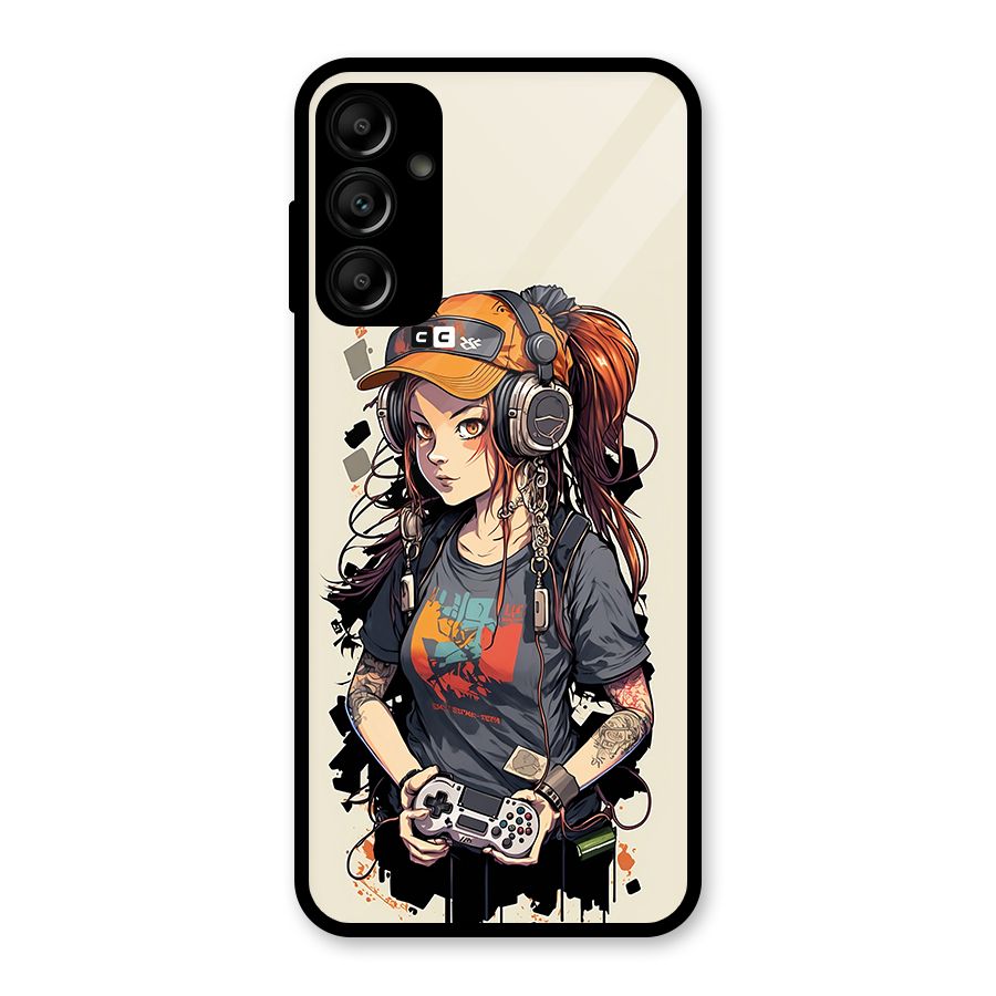 Cool Gamer Girl Glass Back Case for Galaxy A14 5G