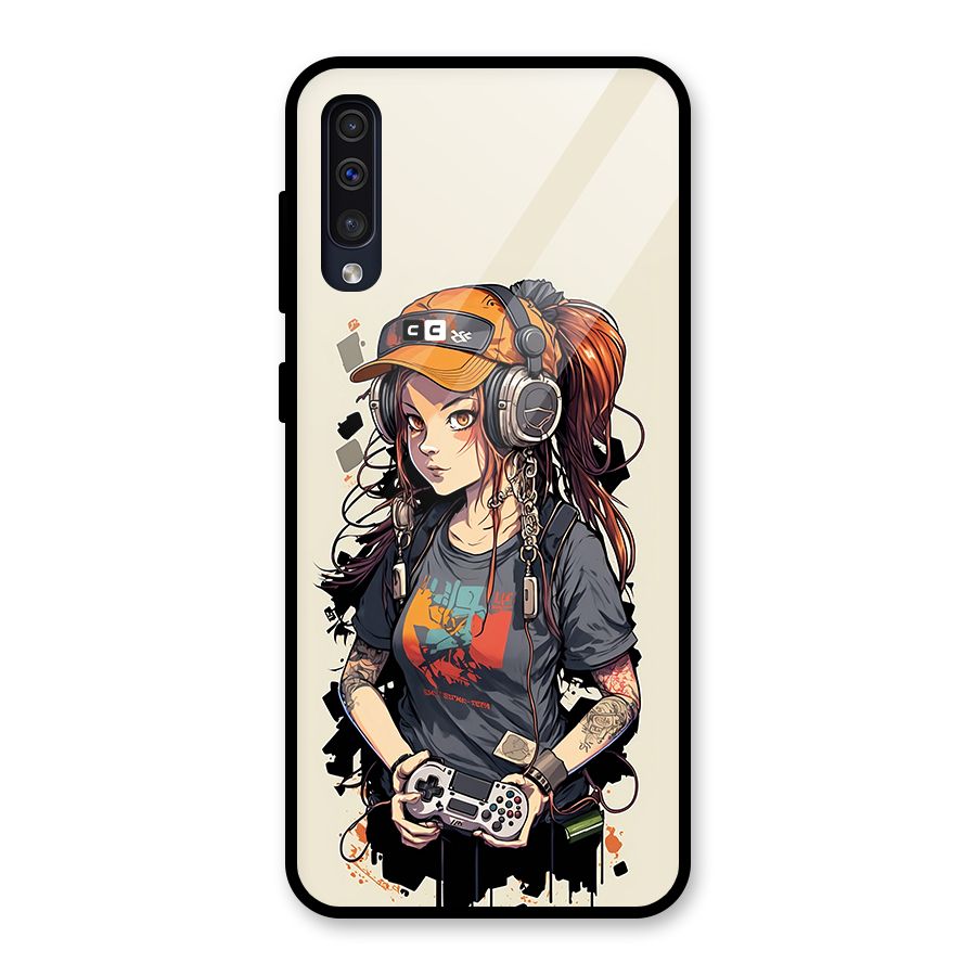 Cool Gamer Girl Glass Back Case for Galaxy A50s