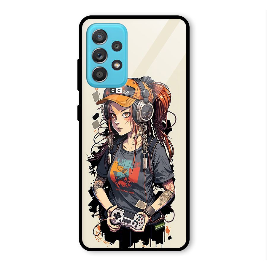 Cool Gamer Girl Glass Back Case for Galaxy A52