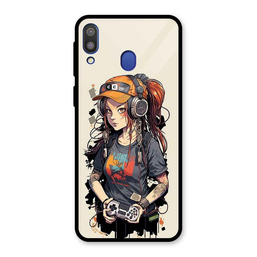 Cool Gamer Girl Glass Back Case for Galaxy M20