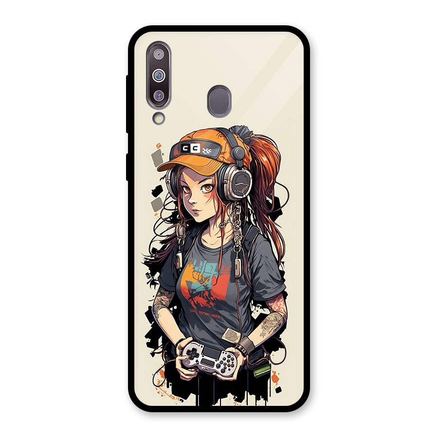 Cool Gamer Girl Glass Back Case for Galaxy M30