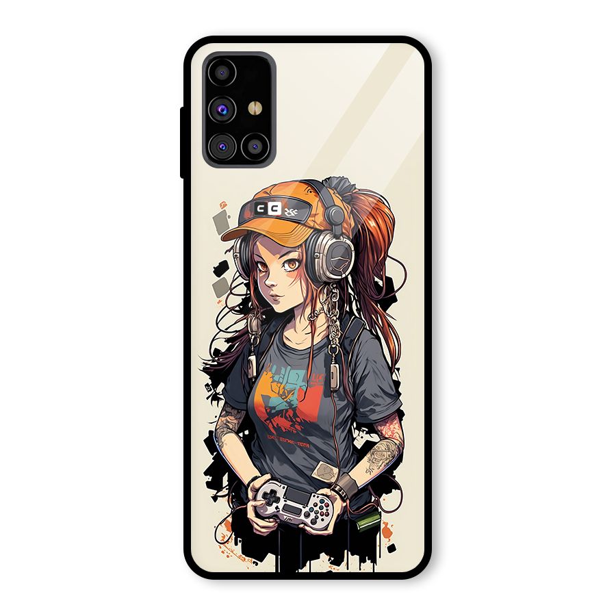 Cool Gamer Girl Glass Back Case for Galaxy M31s