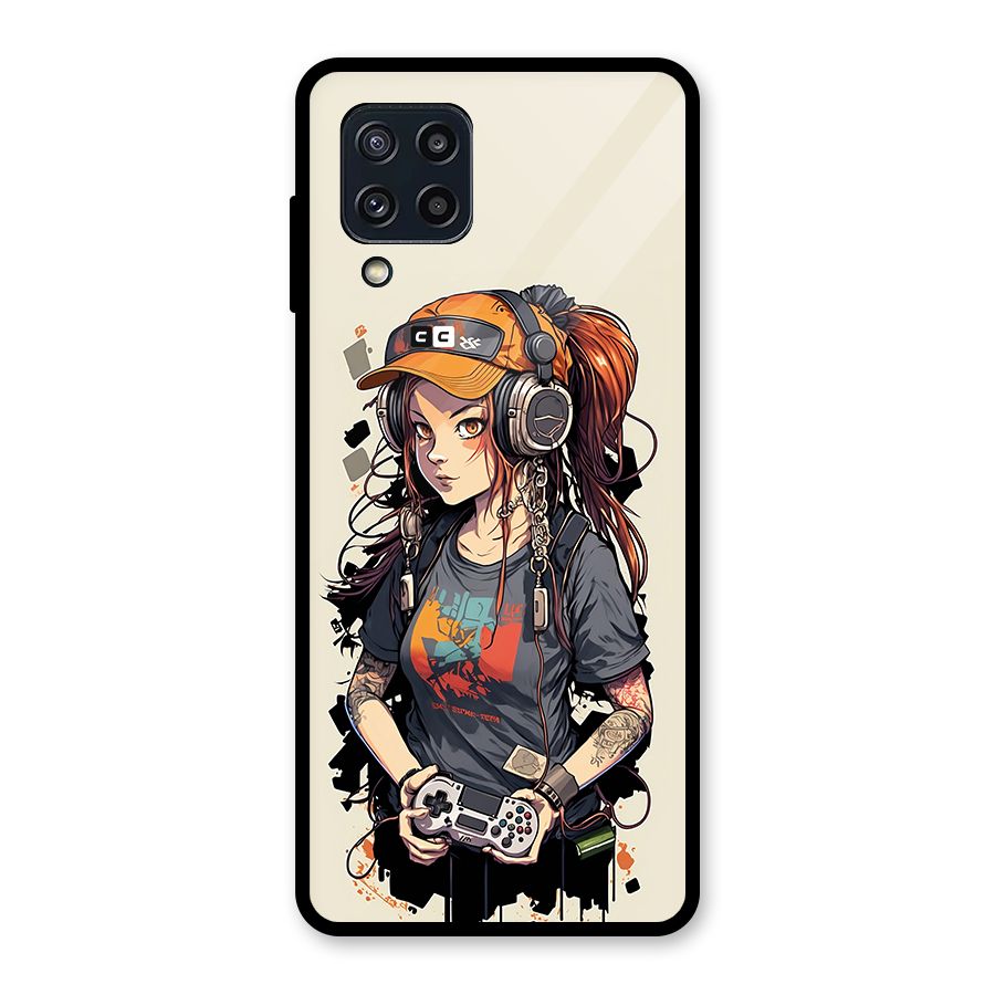 Cool Gamer Girl Glass Back Case for Galaxy M32