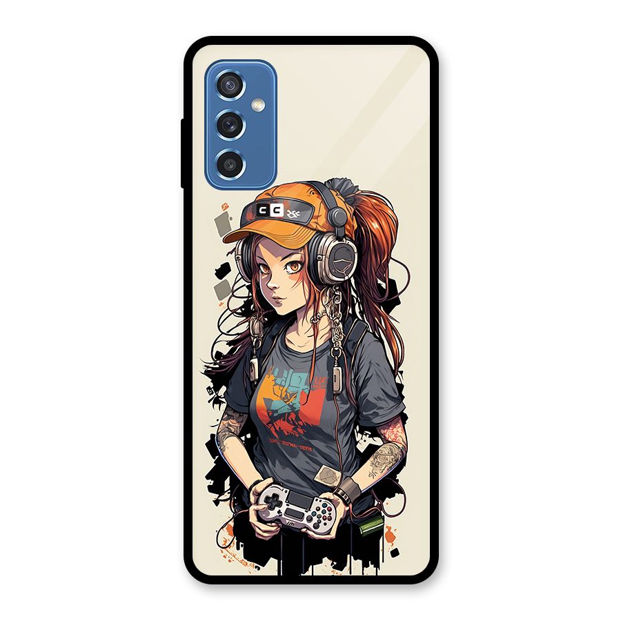Cool Gamer Girl Glass Back Case for Galaxy M52 5G