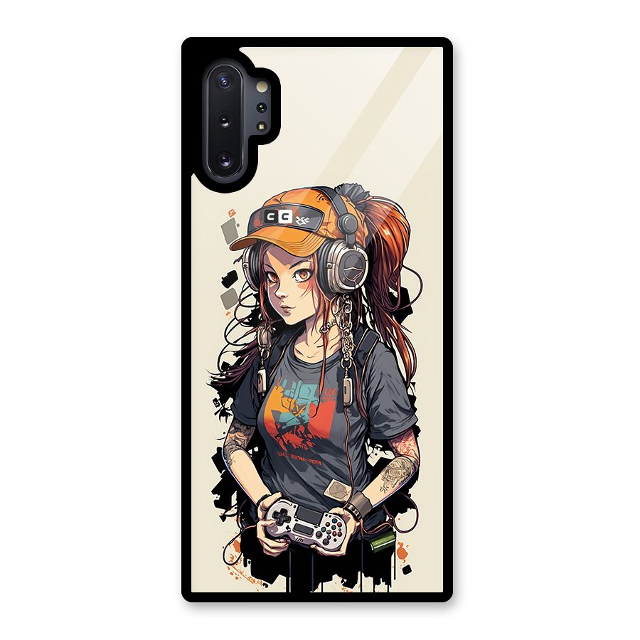 Cool Gamer Girl Glass Back Case for Galaxy Note 10 Plus