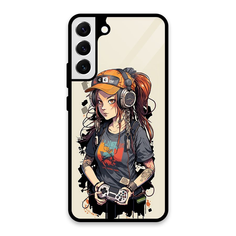Cool Gamer Girl Glass Back Case for Galaxy S22 Plus 5G