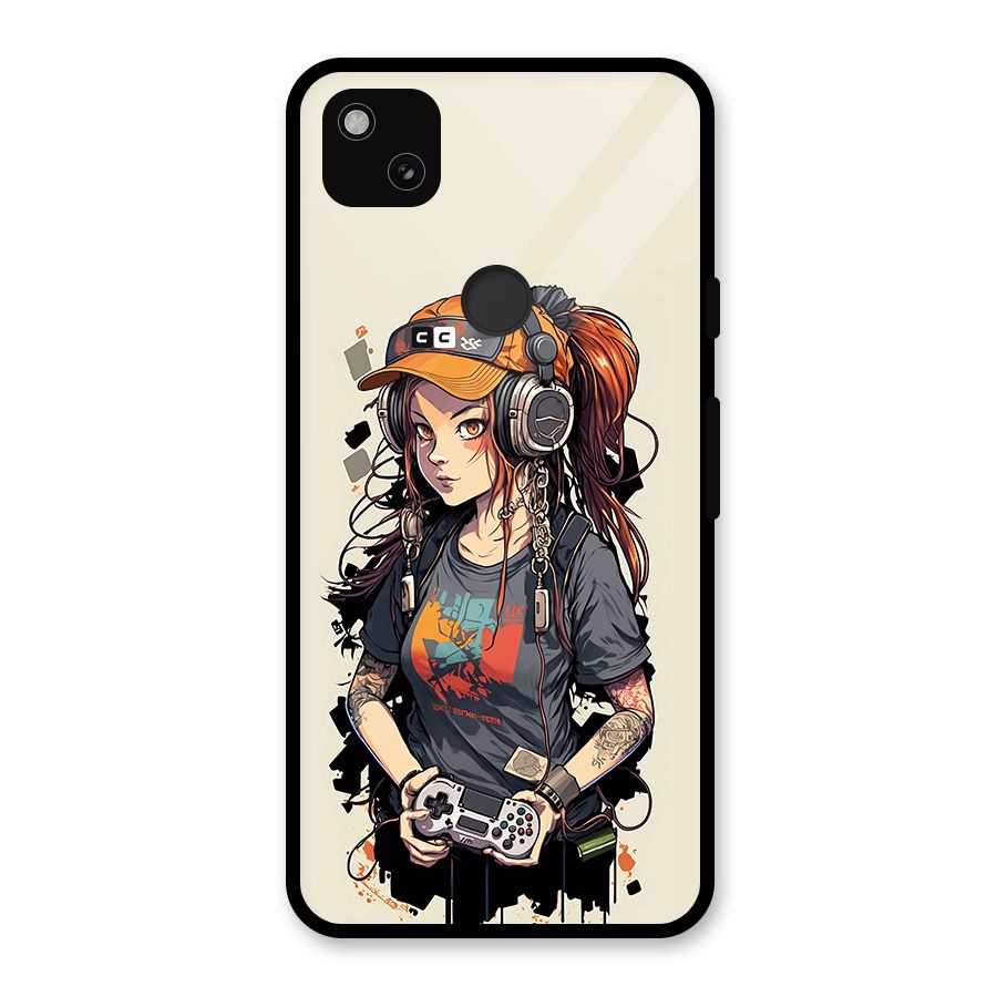 Cool Gamer Girl Glass Back Case for Google Pixel 4a