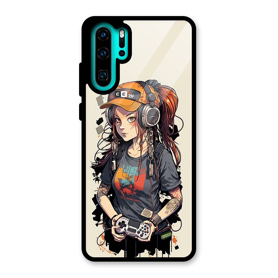 Cool Gamer Girl Glass Back Case for Huawei P30 Pro