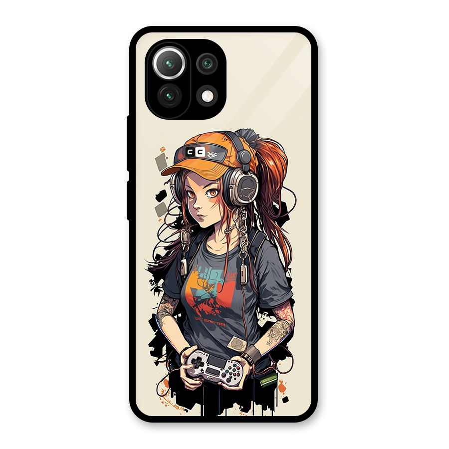 Cool Gamer Girl Glass Back Case for Mi 11 Lite NE 5G