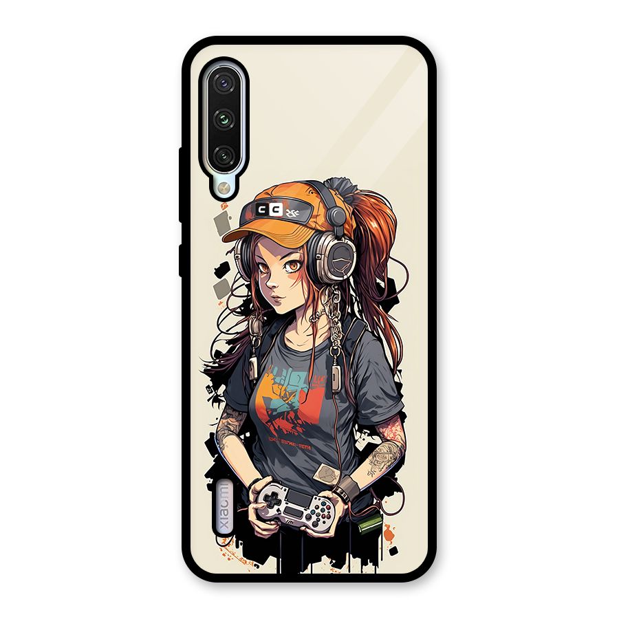 Cool Gamer Girl Glass Back Case for Mi A3