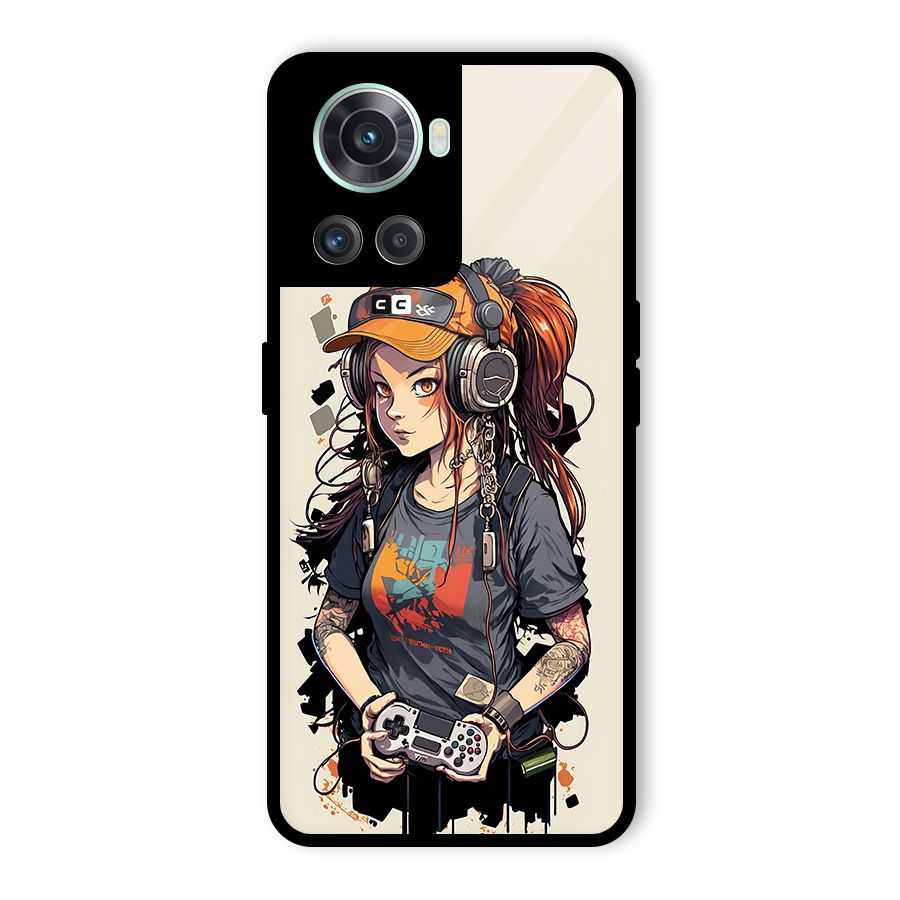 Cool Gamer Girl Glass Back Case for OnePlus 10R