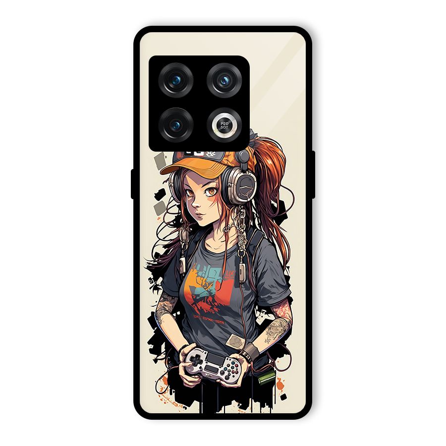 Cool Gamer Girl Glass Back Case for OnePlus 10 Pro 5G