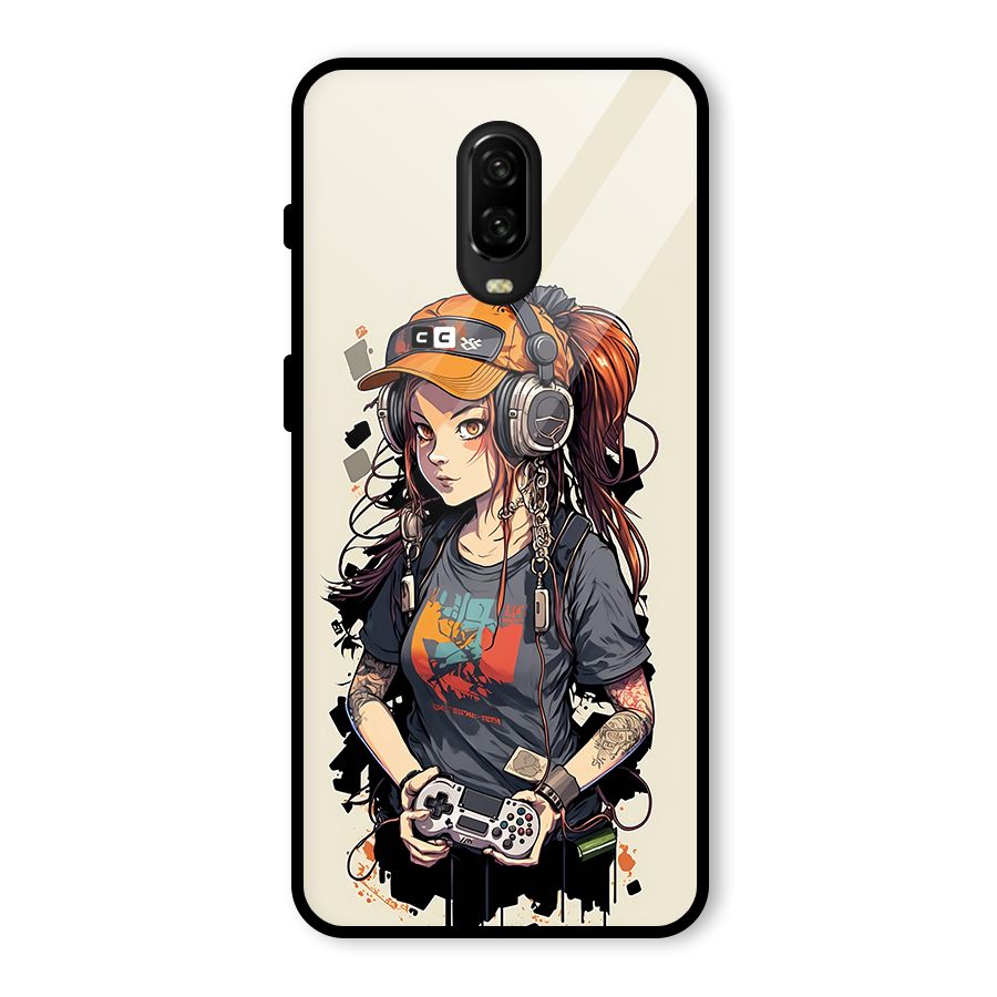 Cool Gamer Girl Glass Back Case for OnePlus 6T