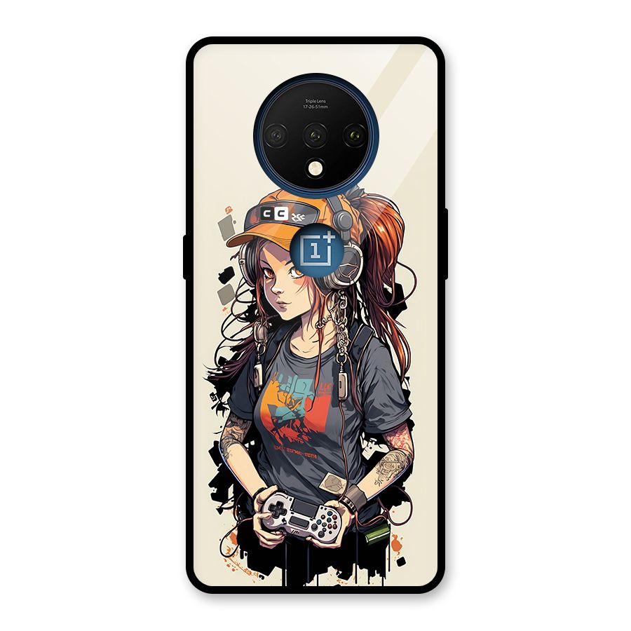 Cool Gamer Girl Glass Back Case for OnePlus 7T
