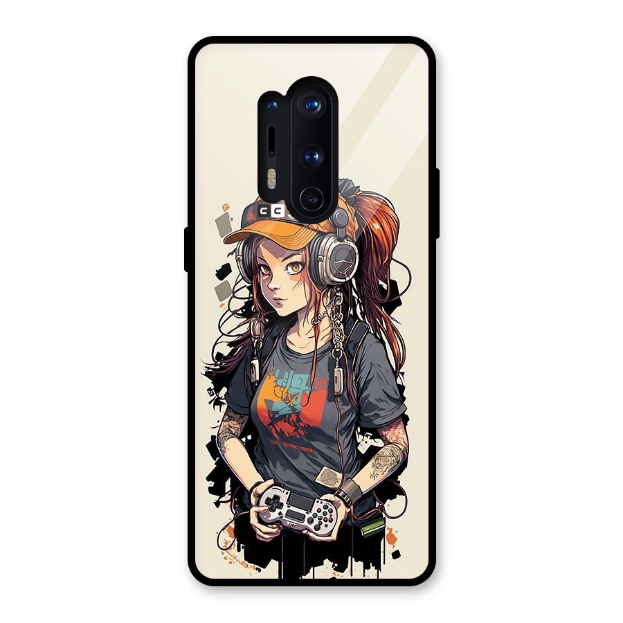 Cool Gamer Girl Glass Back Case for OnePlus 8 Pro