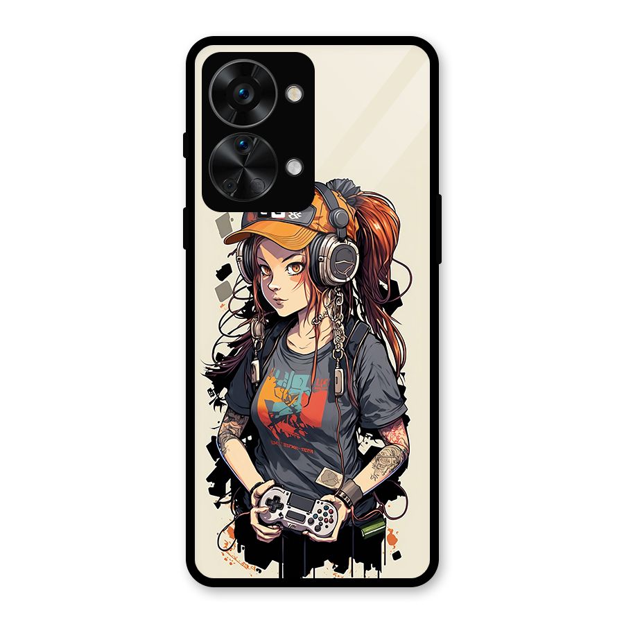 Cool Gamer Girl Glass Back Case for OnePlus Nord 2T