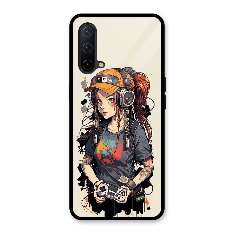 Cool Gamer Girl Glass Back Case for OnePlus Nord CE 5G