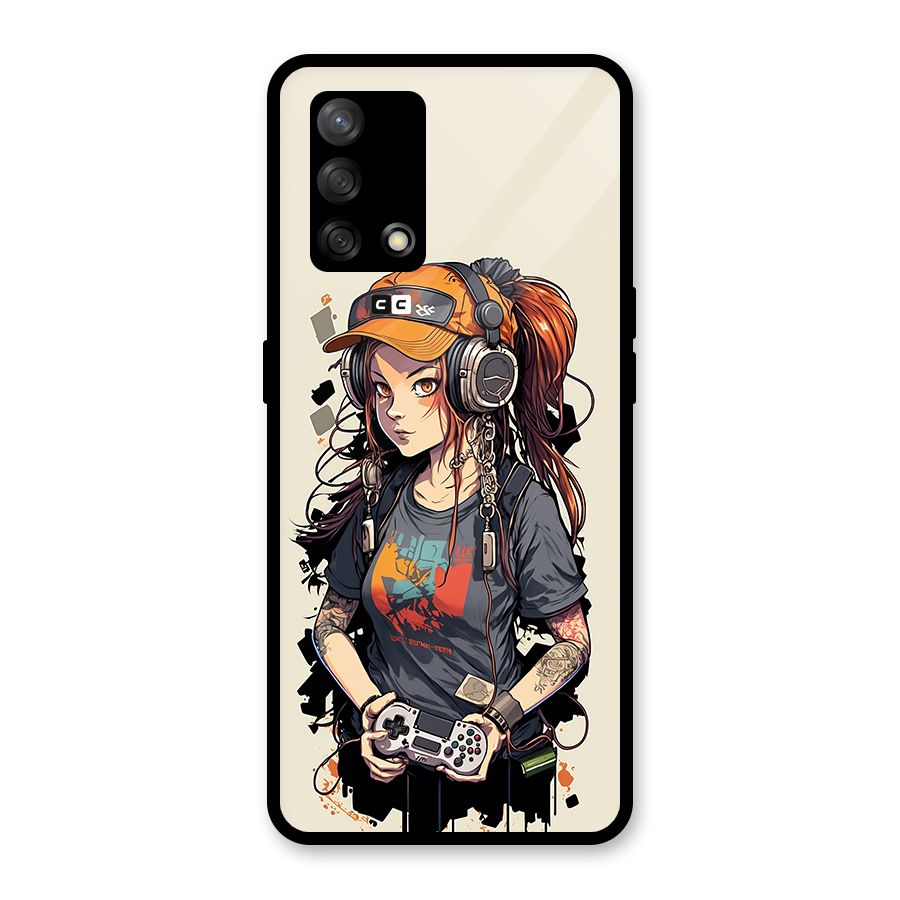 Cool Gamer Girl Glass Back Case for Oppo F19